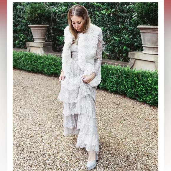 NWT Antonio Melani x Born on Fifth Clara Metallic Lace Tiered Ruffle Max… - Picture 4 of 16